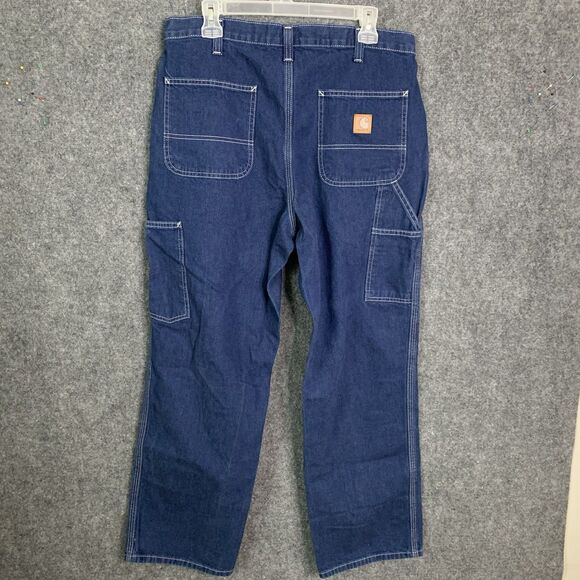 Carhartt Jeans Men 34x30 Dark Wash Carpenter Cotton Dungaree Fit Denim Workwear - Picture 6 of 12